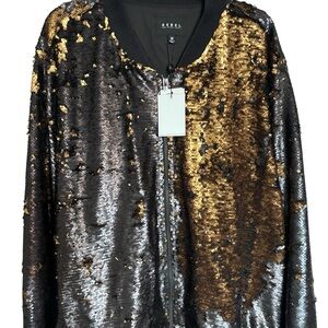 Women’s Rebels Black and Gold Sequin Bomber Jacket